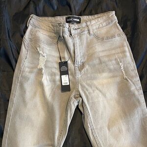 Fashion Nova Light Gray Skinny Jeans